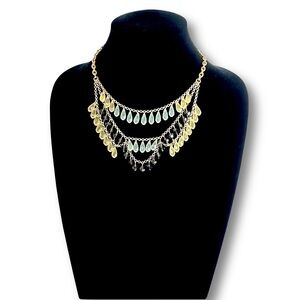 LIA SOPHIA Yellow & Blue Teardrop Charm Layered Necklace NWT​